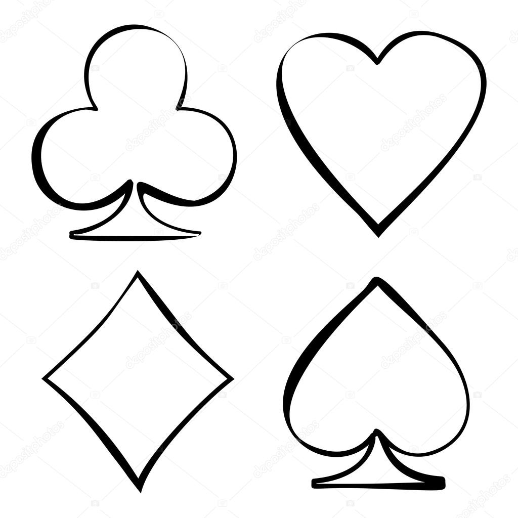 Quatro naipes de cartão. Baralho de cartas — Vetor de 