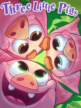 Üç küçük domuz, çocuklara kitap resmi.