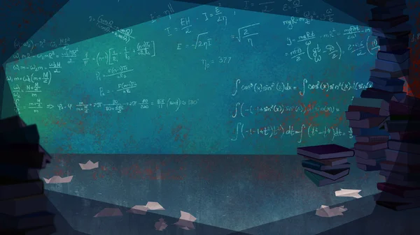 Matematické rovnice napsané na zdi. — Stock fotografie