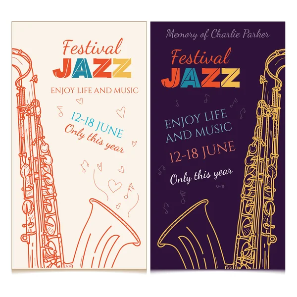 Jazz music night jazz in the big city poster saxophone — Stock Vector