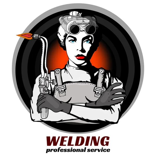 Professional welder pop art vector Stock Illustration
