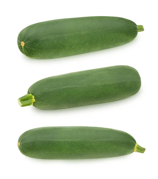 Set dari seluruh hijau hijau sumsum zucchini terisolasi pada latar belakang putih. — Stok Foto