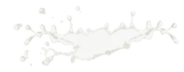 Beyaz arkaplanda izole edilmiş süt damlaları.