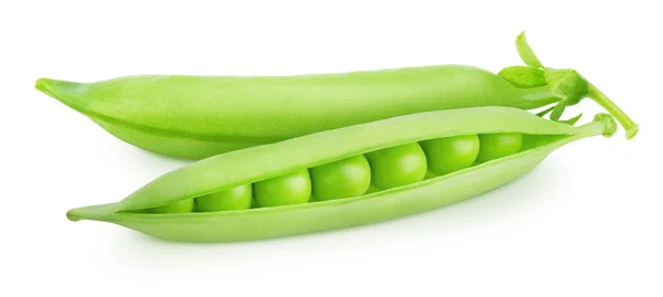 绿豆豆荚与豆子在白色背景上隔离后制成的封闭物. — 图库照片