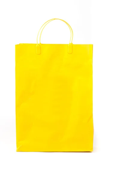 Bolsa de compras de papel amarillo —  Fotos de Stock