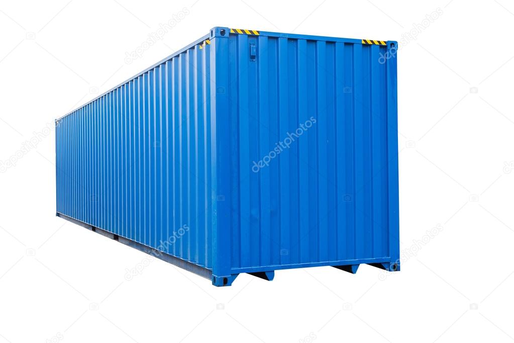 Blue transportation container isolated on white
