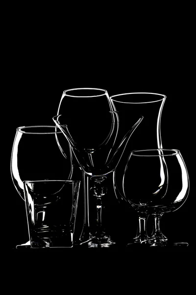 Glasses for cocktails  on black background — Stock Photo, Image