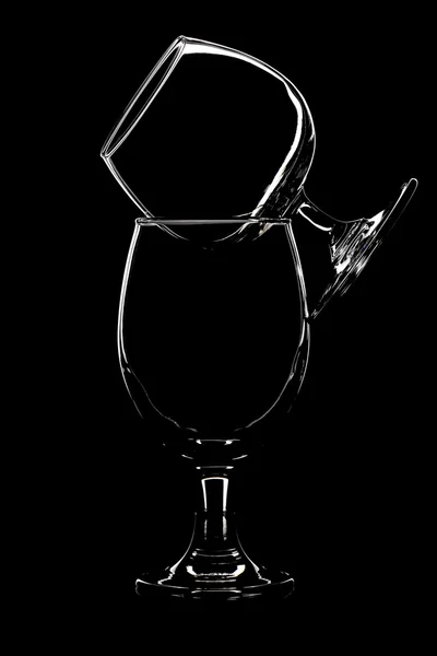 Glasses for beer and  whiskey on black background — Stock Photo, Image