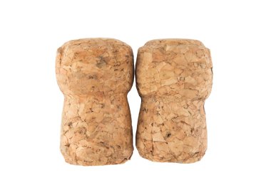 İki şampanya mantarları beyaz izole