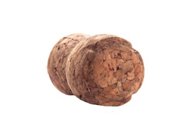 Tek makro şampanya mantar izole üzerinde beyaz