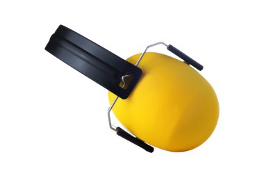 Beyaz izole sarı endüstriyel kulaklık