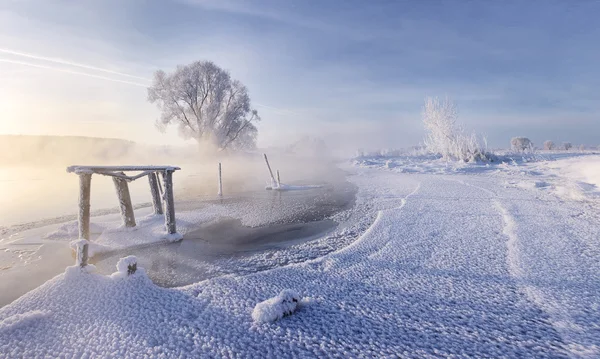 Білий сніг на льоду — стокове фото
