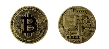 Altın Bitcoins (dijital sanal para) izole