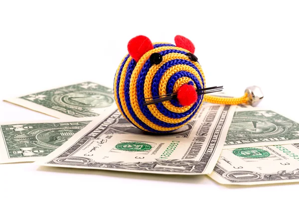 Toy mouse with money — Stock Photo, Image