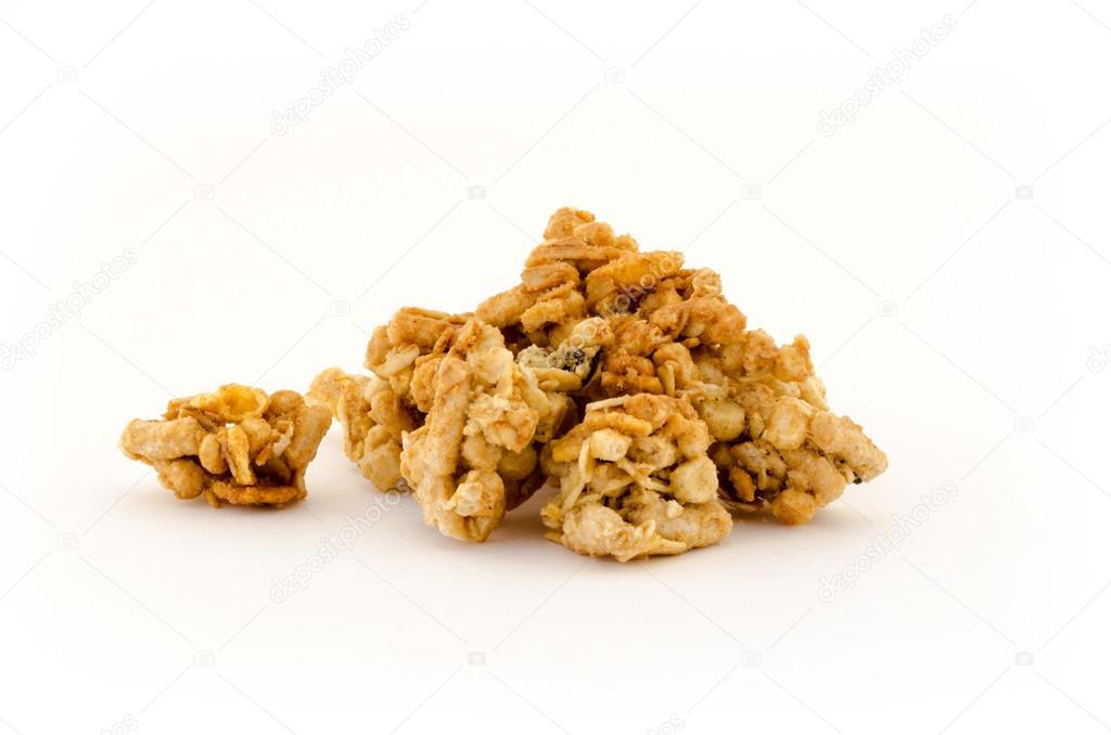 Pile of Granola on white background