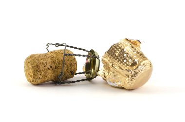 Fotoğraf izole şampanya veya pırıltılı şarap cork.