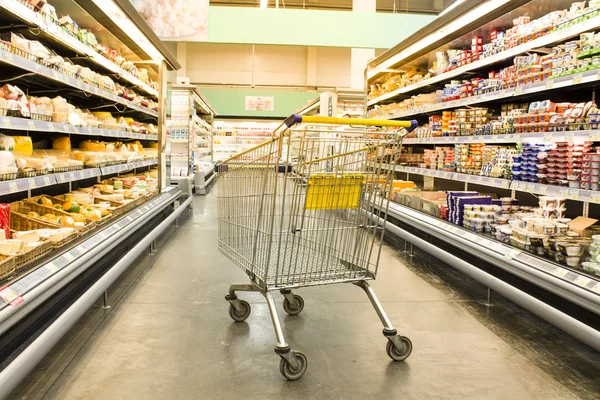 Einkaufswagen im Lebensmittelgeschäft — Stockfoto