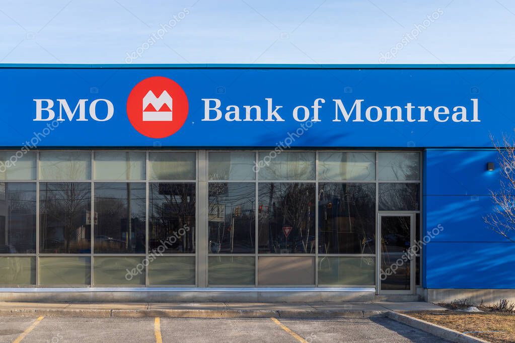 Ottawa, Canada - March 19, 2021: BMO, Bank of Montreal branch building in Canada