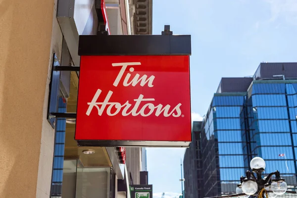 Tim Hortons Logo in Front of One of Their Restaurants in Quebec