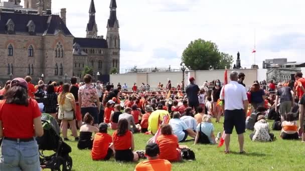 Ottawa Canada Juli 2021 Annuleer Protestdemonstratie Van Canada Day Parliament — Stockvideo