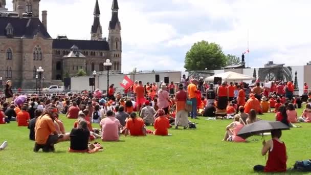 Ottawa Canada July 2021 Cancel Canada Day Protest Rally Parliament — Stock Video