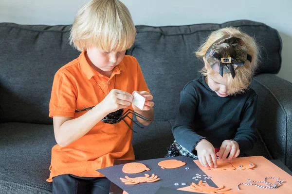 Halloween Barn Hantverk Förberedelser Och Part Koncept Små Barn Som — Stockfoto