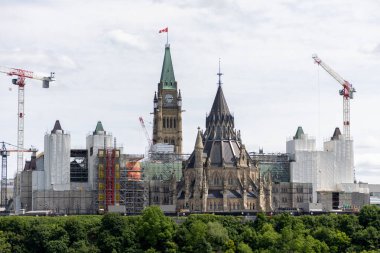 Ottawa, Kanada - 13 Haziran 2025: Kanada Parlamento binaları restorasyon altında