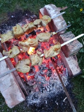 Köyde barbekü. Şekerler