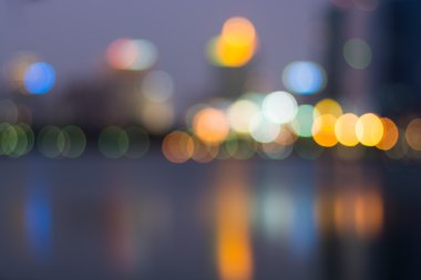 Soyut, gece cityscape ışık bulanıklık bokeh, ufuk arka plan