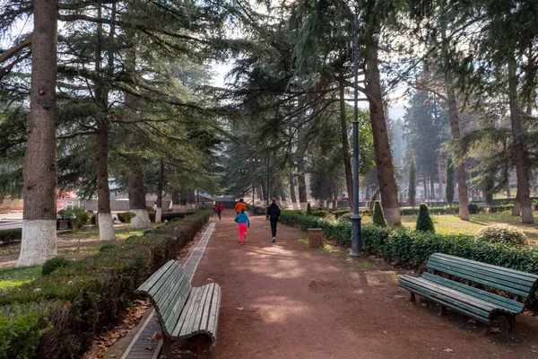 Tbilisi Public Park. Area for sports and recreation. Children`s playgrounds. Empty areas during quarantine.