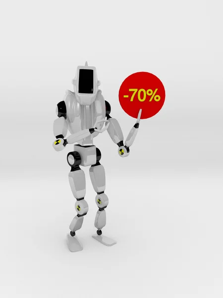 O robô oferece venda e descontos — Fotografia de Stock
