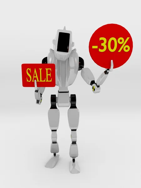 Робот предлагает продажу и скидки — стоковое фото