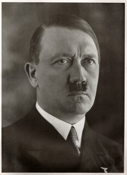 Studio portrait of Adolf Hitler, leader of nazi Germany. Reproduction of antique photo.