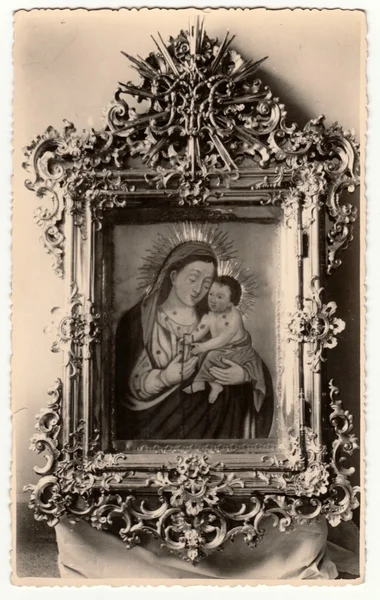 Foto vintage mostra una religione immagine / icona. Simbolo del cristianesimo. Fotografia retrò in bianco e nero . — Foto Stock