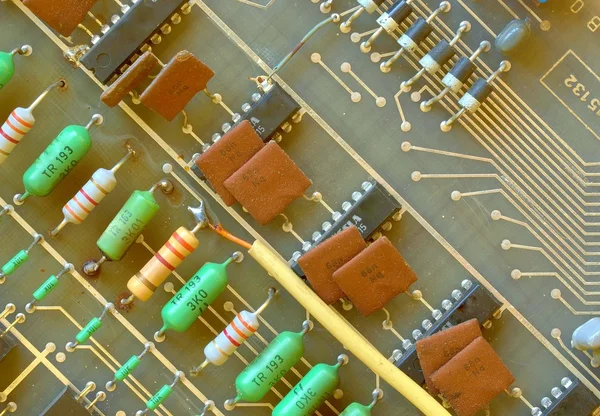 Elektronische integrierte Schaltung Makro-Detail. Technologie-Hintergrund. Nahaufnahme. — Stockfoto