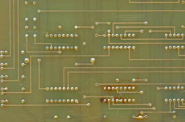 Elektronische integrierte Schaltung Makro-Detail. Technologie-Hintergrund. horizontale Nahaufnahme. — Stockfoto