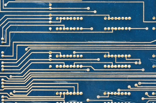 Elektronische integrierte Schaltung Makro-Detail. Technologie-Hintergrund. horizontale Nahaufnahme. — Stockfoto