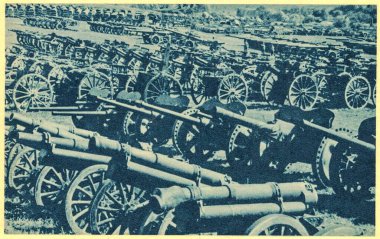 FRANCE - 1940: Spoils of war gained Nazi Germany in France. Guns or howitzers. clipart