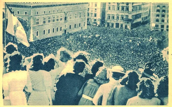 Roma Italia Junio 1940 Mussolini Anuncia Que Italia Está Guerra — Foto de Stock