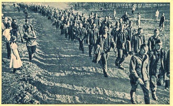 SOVIET UNION - 1944: German war prisoners go somewhere in inner Russia.