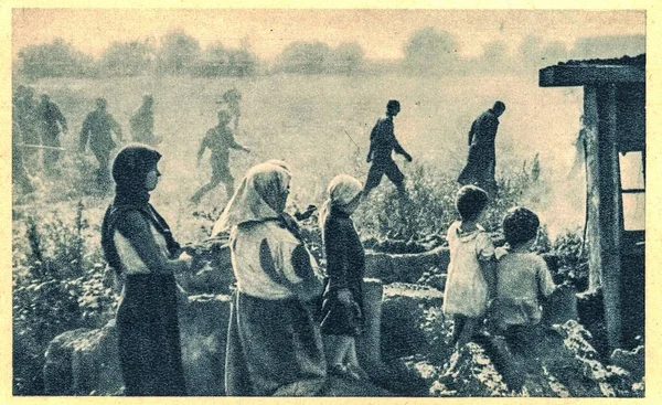 União Soviética 1944 Prisioneiros Guerra Alemães Vão Algum Lugar Interior — Fotografia de Stock