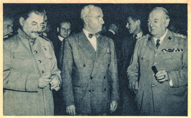 POTSDAM, GERMANY - JULY-AUGUST, 1945: The Potsdam Conference was held in Potsdam, Germany, from July 17 to August 2, 1945. (In some older documents, it is also referred to as the Berlin Conference of the Three Heads of Government of the USSR, the USA clipart