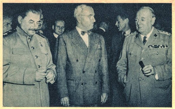 POTSDAM, GERMANY - JULY-AUGUST, 1945: The Potsdam Conference was held in Potsdam, Germany, from July 17 to August 2, 1945. (In some older documents, it is also referred to as the Berlin Conference of the Three Heads of Government of the USSR, the USA