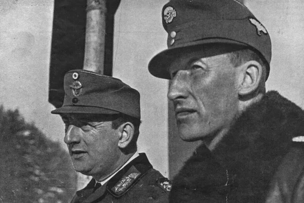 Kitzbuhel Austria 1941 Photo Kurt Daluege Reinhard Heydrich 1942 라인하르트 — 스톡 사진