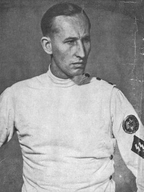 GERMANY - 1931: Reinhard Heydrich as a youth, he engaged his younger brother, Heinz, in mock fencing duels. He excelled in his schoolwork. A talented athlete, he became an expert swimmer and fencer. clipart
