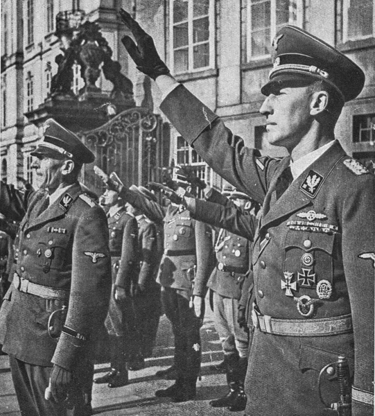 Praga Protectorado Bohemia Moravia Septiembre 1941 Reinhard Heydrich Derecha Frank — Foto de Stock