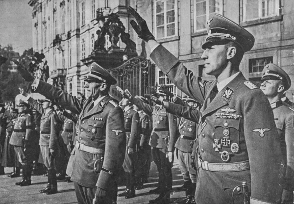 Praga Protectorado Bohemia Moravia Septiembre 1941 Reinhard Heydrich Derecha Frank — Foto de Stock