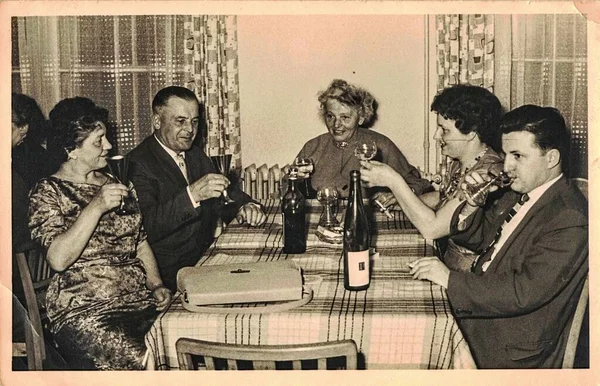 Germany Circa 1960S Retro Photo Shows Social Event Celebrating New — Stock Photo, Image
