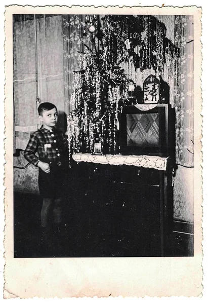 Germany Circa 1950S Retro Photo Shows Social Event Celebrating Christmas — Stock Photo, Image