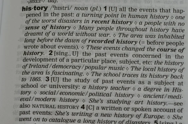 Słownikowej definicji słowa "historia" — Zdjęcie stockowe